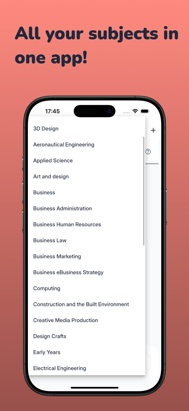 Screenshot: All subjects in one place