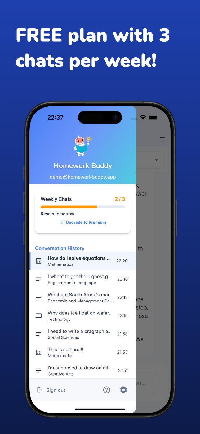 Screenshot: Start free every week
